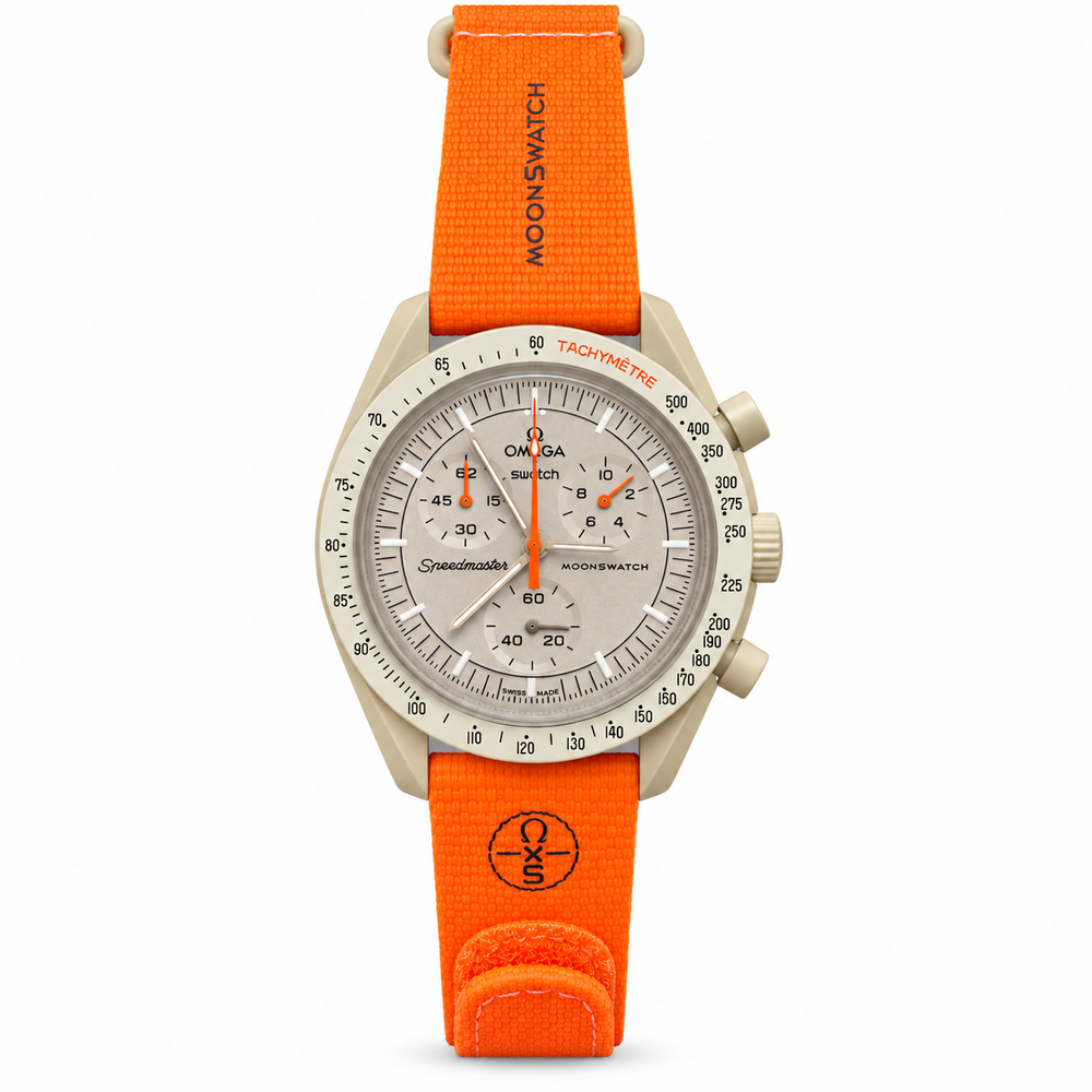 OMEGA x Swatch Speedmaster MoonSwatch – Mission to Jupiter – Beige & Orange- OM 28